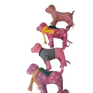 Victoria's Secret Pink Dog Plush Lot Of 4 Collectible Stuffed Animals Polka Dot